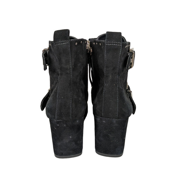 Rebecca Minkoff Boots 7 Black Suede Leather Logan Studded Block Heel Booties - Picture 5 of 7